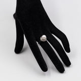 ANELLO vintage CON PERLA IN PLATINO 900 E DIAMANTI (0.40 CTW), anni '60