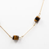 Vintage-Halskette aus 8-karätigem Gold mit Tigeraugensteinen, 70er Jahre