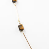 Vintage-Halskette aus 8-karätigem Gold mit Tigeraugensteinen, 70er Jahre