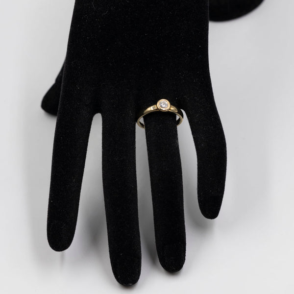 Anello vintage solitario in oro giallo 14k con diamante di 0,25ct, anni '70