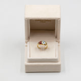 Vintage-Ring aus 14 Karat Gelbgold mit Topas, Turmalin und Diamant, 70er Jahre