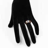 Vintage-Ring aus 14 Karat Gelbgold mit Topas, Turmalin und Diamant, 70er Jahre