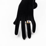 Vintage-Ring aus 14-karätigem Gelbgold mit synthetischem Saphir, 70er Jahre