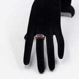 Anel vintage "RESERVADO" em ouro amarelo 8k com ametistas, década de 70