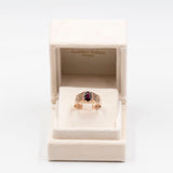 Anello vintage in oro rosa 8k inciso con granato