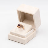Anello vintage in oro rosa 8k inciso con granato