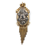 Pendentif ancien en or 14 carats et argent avec diamants taillés en rose, fin des années 800