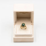 Vintage-Cocktailring aus 8-karätigem Gelbgold mit grünem synthetischen Spinell, 70er Jahre