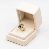 Vintage-Cocktailring aus 8-karätigem Gelbgold mit grünem synthetischen Spinell, 70er Jahre