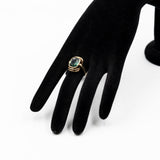 Vintage-Cocktailring aus 8-karätigem Gelbgold mit grünem synthetischen Spinell, 70er Jahre