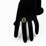 Vintage-Cocktailring aus 8-karätigem Gelbgold mit grünem synthetischen Spinell, 70er Jahre