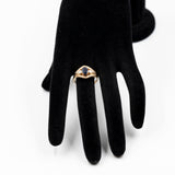 Vintage-Ring aus 14-karätigem Gelbgold mit Saphir (0.70 ct) und Diamanten (0.15 ct), 70er Jahre