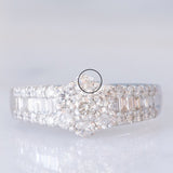 Anello a fascia e a fiore in platino con diamanti (1ctw), anni ‘90