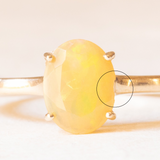 Bague solitaire en or jaune 10K avec opale jaune (env. 1.20 ct), année 2014