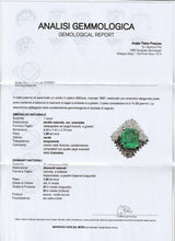 ANELLO A BALLERINA IN PLATINO 900 CON SMERALDO CENTRALE (1.80 CT) E DIAMANTI (1.05CT)