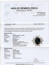 ANELLO A FIORE IN PLATINO CON ZAFFIRO AUSTRALIANO (2.26CT) E DIAMANTI (0.84CTW)