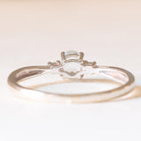 Trilogy vintage in oro bianco 9K con acquamarina (0.30ct ca.) e diamanti di taglio brillante (0.05ctw ca.)