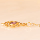 Vintage-Halskette mit 9K-Gelbgoldkette und 9K-Gelbgoldanhänger mit Amethyst (ca. 0.25 ct), ca. 70er/80er Jahre.