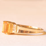 Vintage-Bandring aus 10-karätigem Gelbgold mit Citrinquarz (ca. 0.45 ct) und Diamanten im Brillantschliff (ca. 0.06 ctw), 70er Jahre