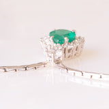 18K white gold necklace with emerald (approx. 1.20ct) and brilliant cut diamonds (approx. 0.58ctw)