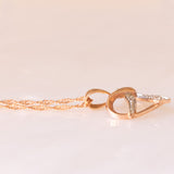 Vintage-Halskette mit Kette aus 9-karätigem Roségold und Herzanhänger aus 9-karätigem Roségold mit Diamanten