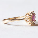 Vintage-Gänseblümchen-Ring aus 14-karätigem Gelbgold mit Rubinen (ca. 0.30 ct) und Diamanten (ca. 0.10 ctw), 70er Jahre