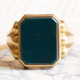Vintage 8K Gelbgold Heliotrop (Blutstein) Siegelring, 50er/60er Jahre
