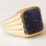 Chevalière Vintage en Or Jaune 14K Lapis Lazuli, 50/60