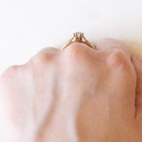 Vintage-Solitär aus 9-karätigem Gelbgold mit grauem Saphir (ca. 0.45 ct), 60er Jahre