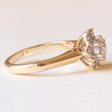 Vintage-Ring aus 9-karätigem Gelb- und Weißgold mit Diamanten im Brillantschliff (ca. 0.14 ctw), 80er Jahre