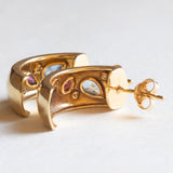 Vintage 14K Goldohrringe mit Diamanten, Rubinen, Smaragden und Saphiren, 70er / 80er Jahre