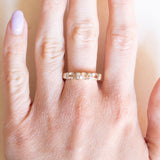 Vintage-Riviera-Ring aus 14-karätigem Gelbgold und Weißgold mit rosa Morganiten (ca. 0.50 ctw) und Diamanten (ca. 0.04 ctw), 70er Jahre