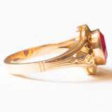 Vintage-Ring aus 14-karätigem Gelbgold mit synthetischem Rubin (ca. 1.50 ct), 40er Jahre