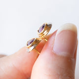 Vintage 14K Gelb- und Weißgold-Tropfenohrringe mit Amethyst und Diamant, 60er/70er Jahre