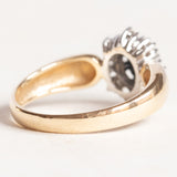 Vintage-Gänseblümchen-Ring aus 14-karätigem Gelb- und Weißgold mit Saphir (ca. 1 ct) und Diamanten (ca. 0.16 ctw), 60er Jahre