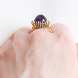 Vintage 14K Gelbgold Amethyst Ring im Cabochonschliff, 60er/70er Jahre