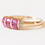 Vintage-Ring aus 9-karätigem Gelb- und Weißgold mit synthetischen Rubinen (ca. 0.80 ctw) und Diamanten, 70er/80er Jahre