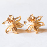 Vintage Blumenohrringe aus 18 Karat Gelbgold mit weißen Perlen, 50er/60er Jahre