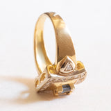 Vintage-Ring aus 18-karätigem Gelbgold mit Topas (ca. 0.40 ct) und Diamanten im Brillantschliff (ca. 0.20 ctw), 60er/70er Jahre