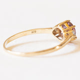 Vintage-Trilogie aus 9-karätigem Gelb- und Weißgold mit synthetischem rosa Spinell (ca. 1 Karat) und weißen Saphiren, 70er/80er Jahre