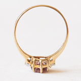 Vintage-Trilogie aus 9-karätigem Gelb- und Weißgold mit synthetischem rosa Spinell (ca. 1 Karat) und weißen Saphiren, 70er/80er Jahre