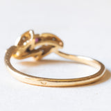 Vintage 18K yellow gold ring with rubies and diamonds, 60s