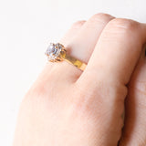 Vintage 10K Yellow & White Gold Synthetic Blue Spinel (approx. 1ctw) & Diamond Ring, 70s/80s