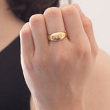 Vintage-Zigeunerring aus 18-karätigem Gelbgold mit Diamanten im Brillantschliff (ca. 0.20 ctw), 50er Jahre