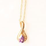 Vintage necklace with 9K yellow gold chain and 9K yellow gold pendant with amethyst (approx. 0.50ctw) and diamonds (approx. 0.05ctw), 70s