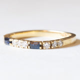 Vintage Ring aus 18 Karat Gelbgold mit Saphiren (ca. 0.10 ctw) und Diamanten (ca. 0.27 ctw), 70er/80er Jahre