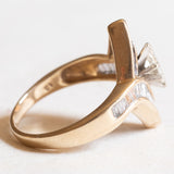 Vintage-Diamantring aus 10-karätigem Gelb- und Weißgold (ca. 1 Karat), 70er Jahre