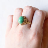 Vintage Ring aus 14 Karat Gelbgold mit Türkis, 60er/70er Jahre