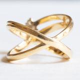 Vintage-Ring aus 18-karätigem Gelbgold mit Diamanten im Brillantschliff (ca. 0.06 ctw), 70er/80er Jahre