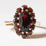 Vintage 18 Karat Gelbgold-Granat-Gänseblümchen-Ring, 60er Jahre